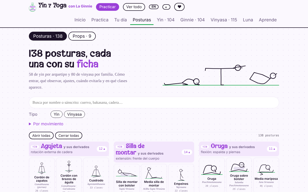 Biblioteca de 138 posturas dibujadas a mano